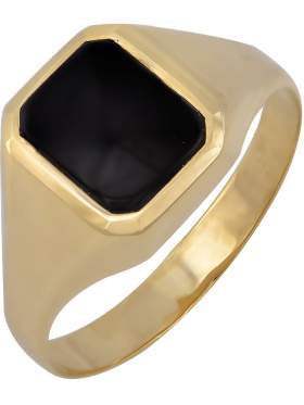 Χρυσό δακτυλίδι ανδρικό 14 καράτια με μαύρη πέτρα